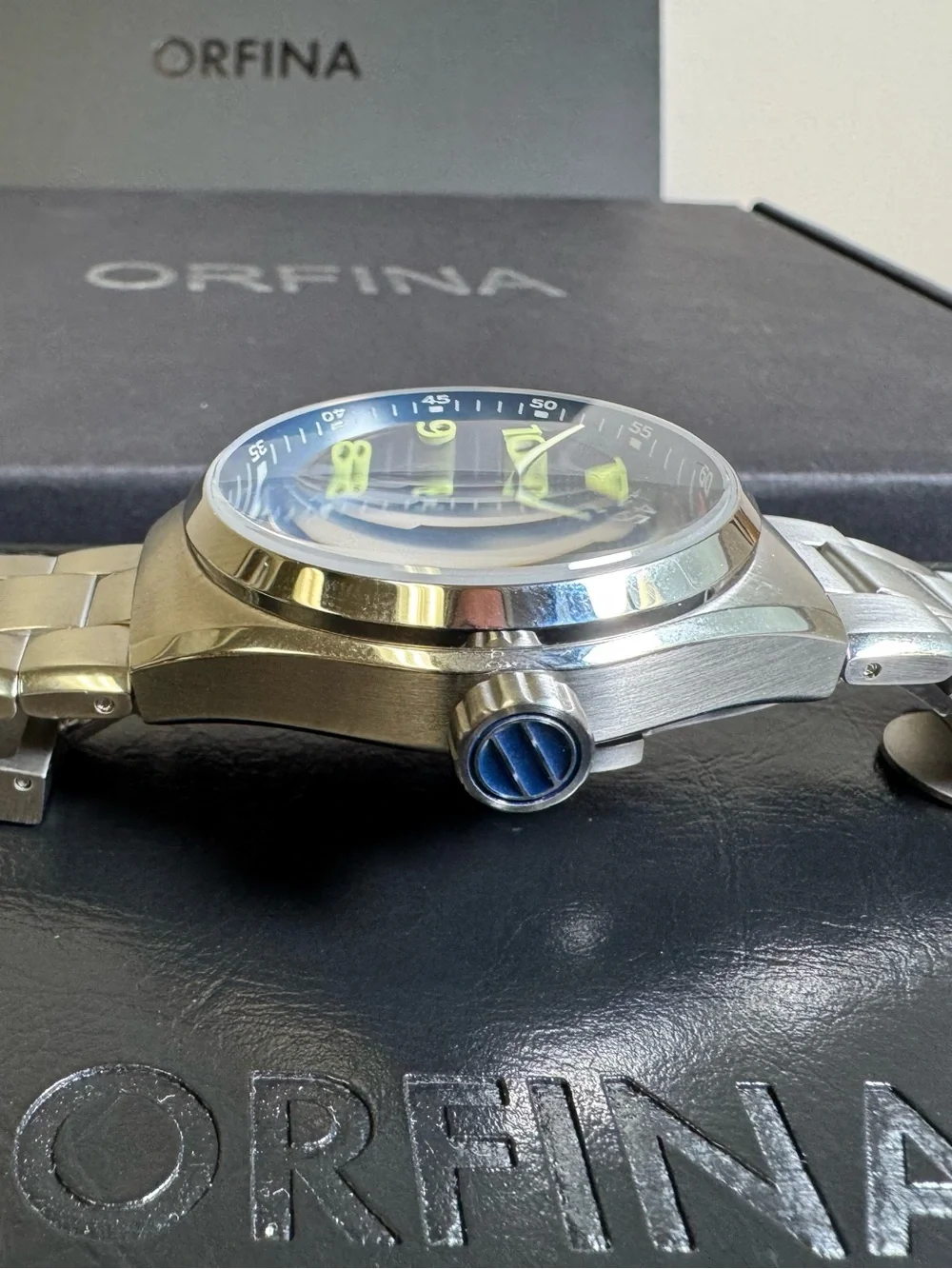 orfina founders edition automatic date stainless steel 42 mm wristwatch